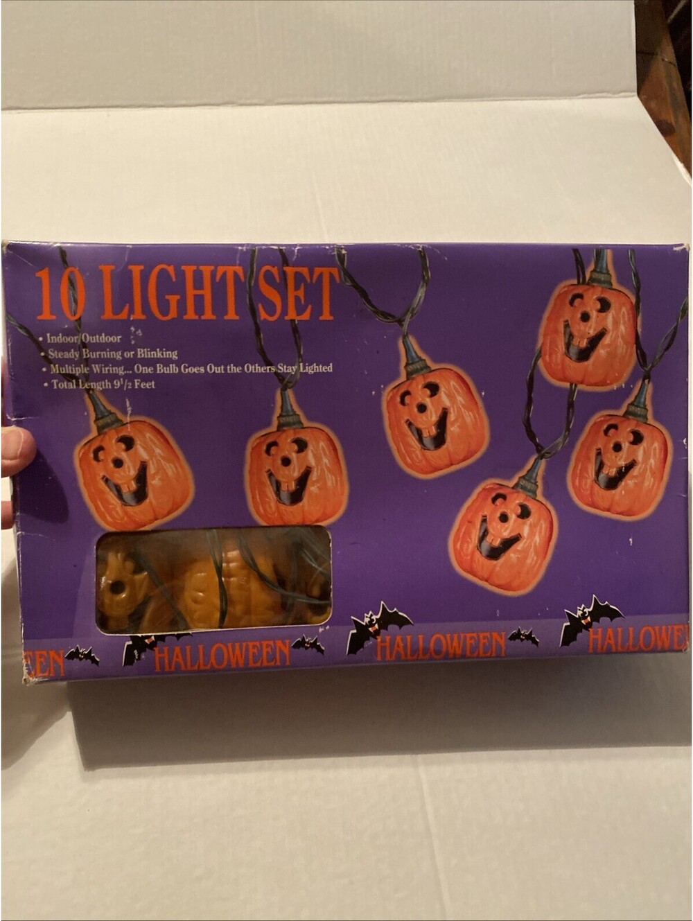 Vintage 1996 WalMart Halloween Jack O Lantern Pumpkin Blow Mold String Lights